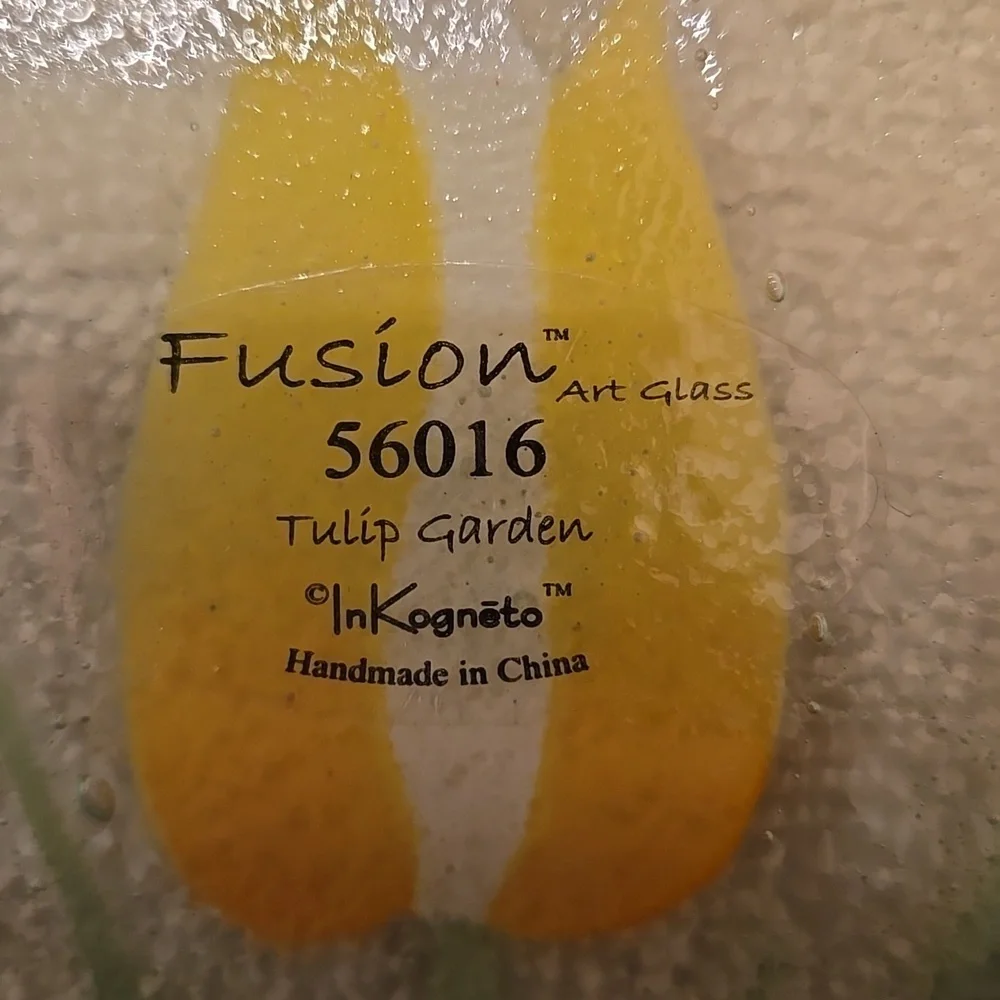 Tulip Garden Fusion Art Glass Dish
